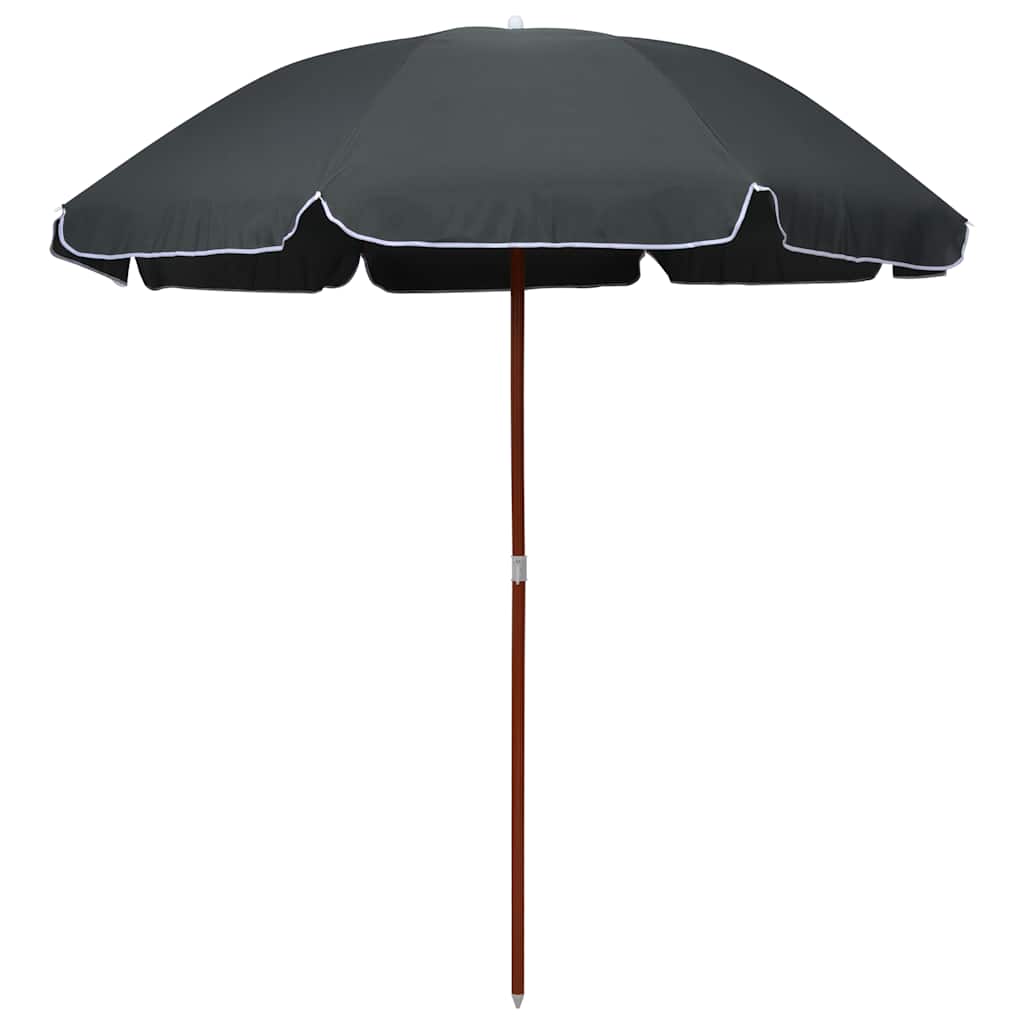 Guarda-sol de jardim com poste de aço 240 cm antracite