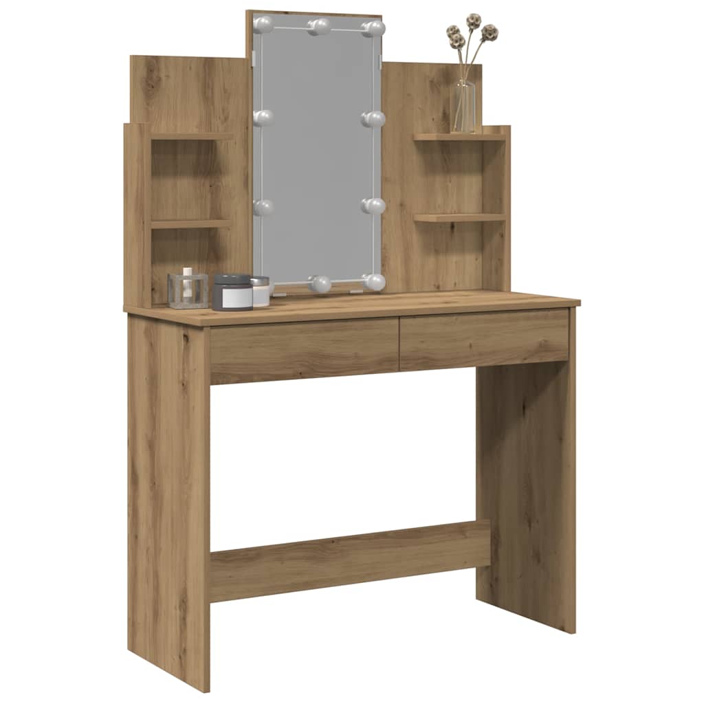 Toucador com luzes LED 96x40x142 cm cor carvalho artisiano