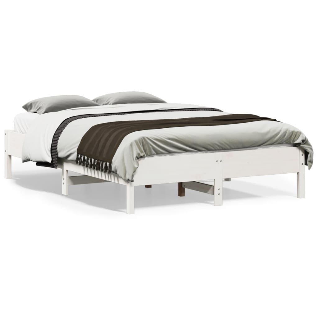 Cama sem colchão 135x190 cm madeira de pinho maciça branco