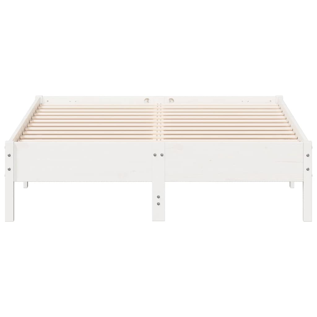 Cama sem colchão 135x190 cm madeira de pinho maciça branco