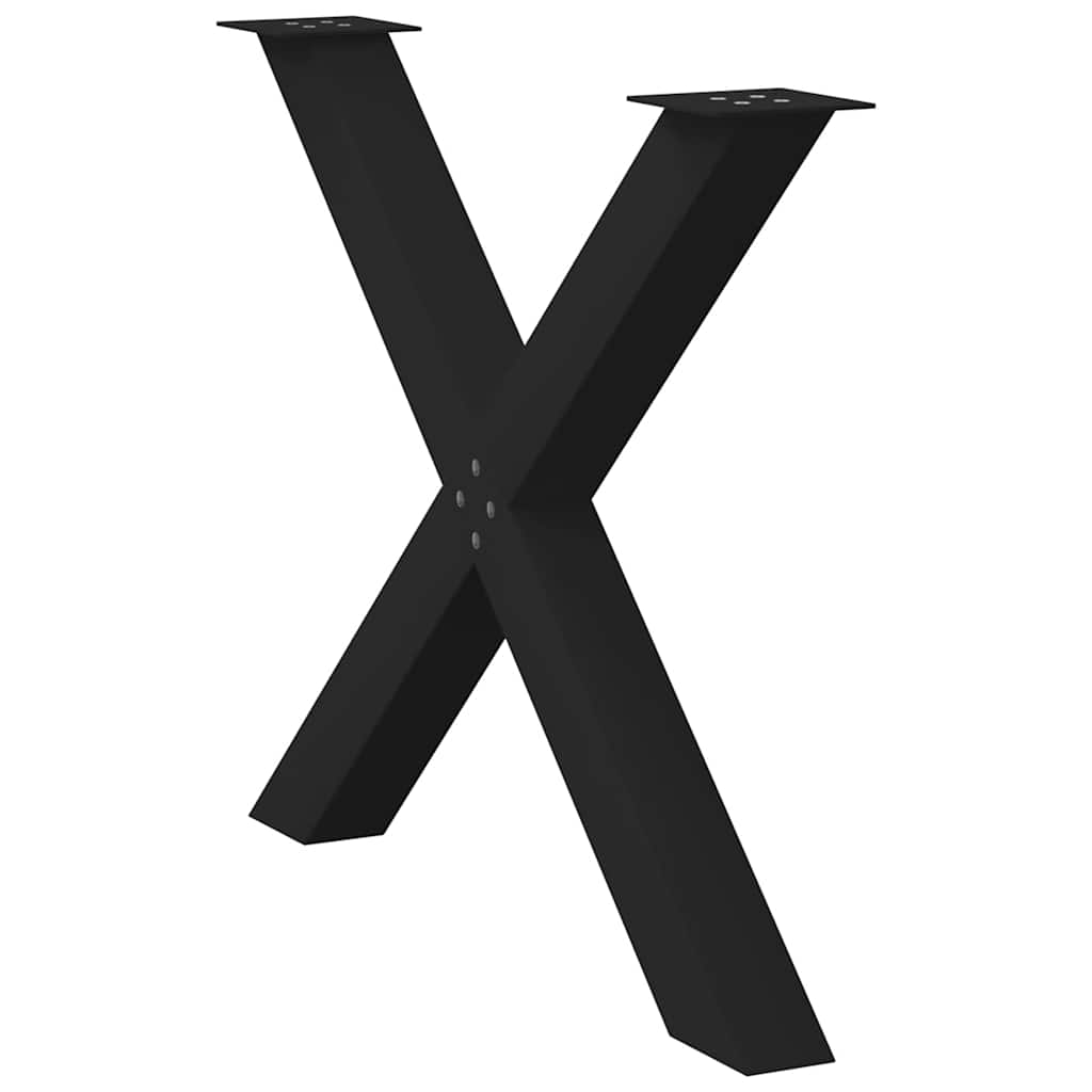 Pés para mesa de jantar em formato de x, 2 peças, preto, 90x (72-73) cm, aço