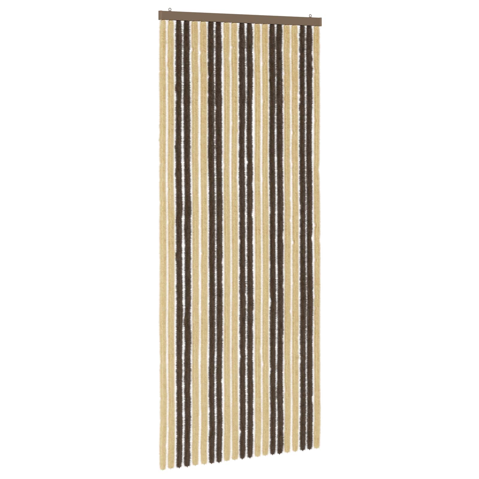 Cortina de insetos chenille marrom escuro e bege 90 x 220 cm