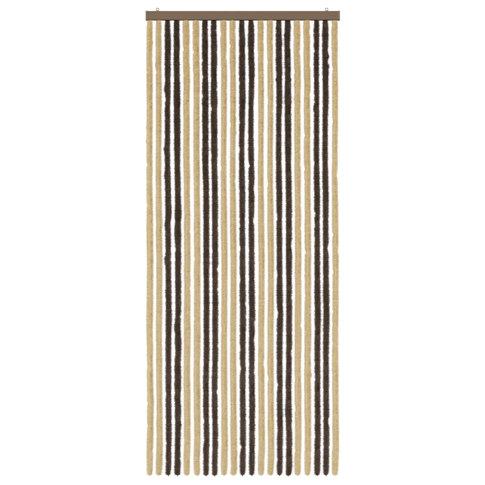 Cortina de insetos chenille marrom escuro e bege 90 x 220 cm