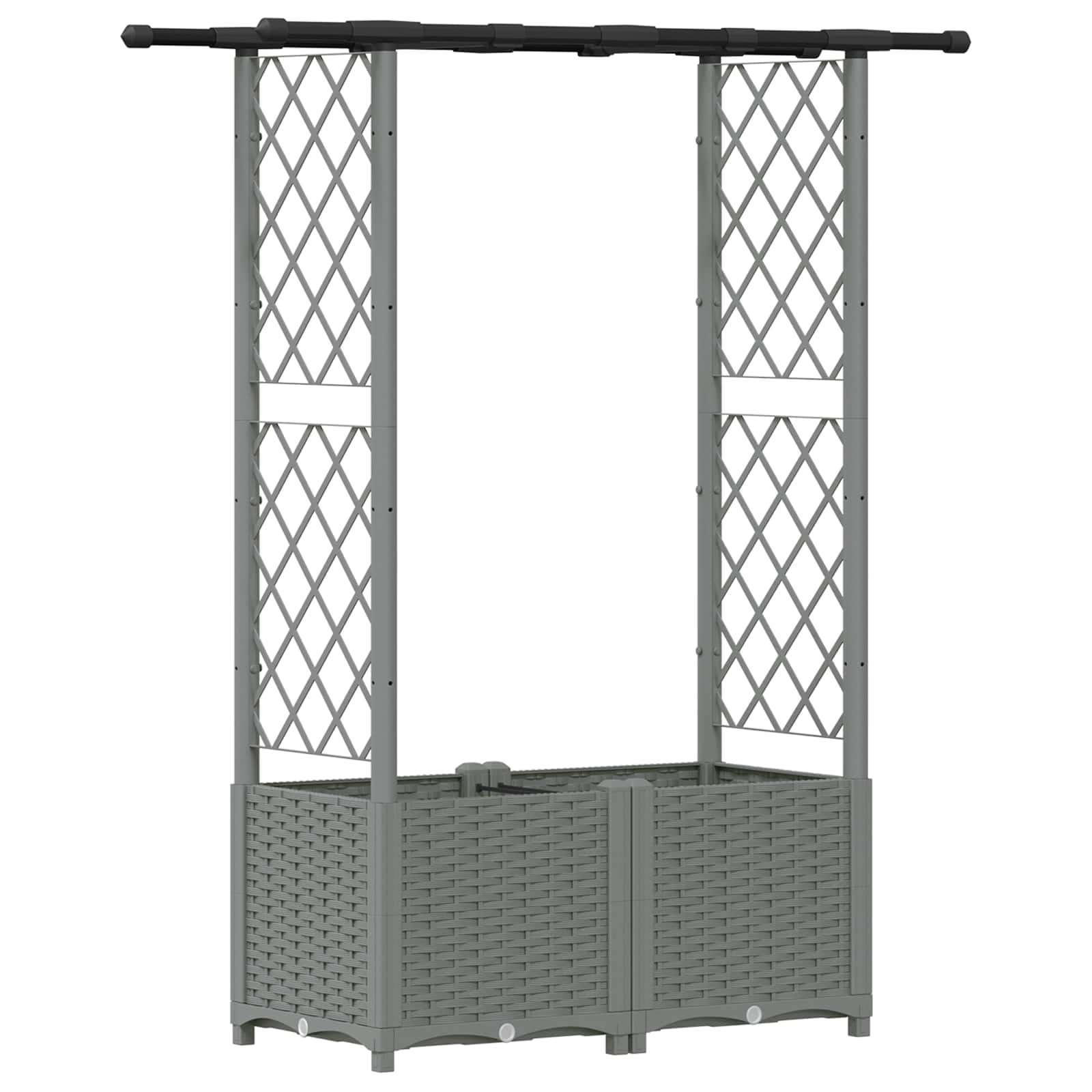 Cama elevada com treliça e telhado cinzento-claro PP