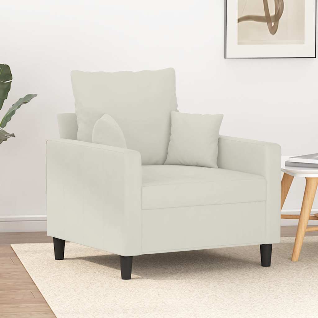 Poltrona 60 cm veludo cor creme