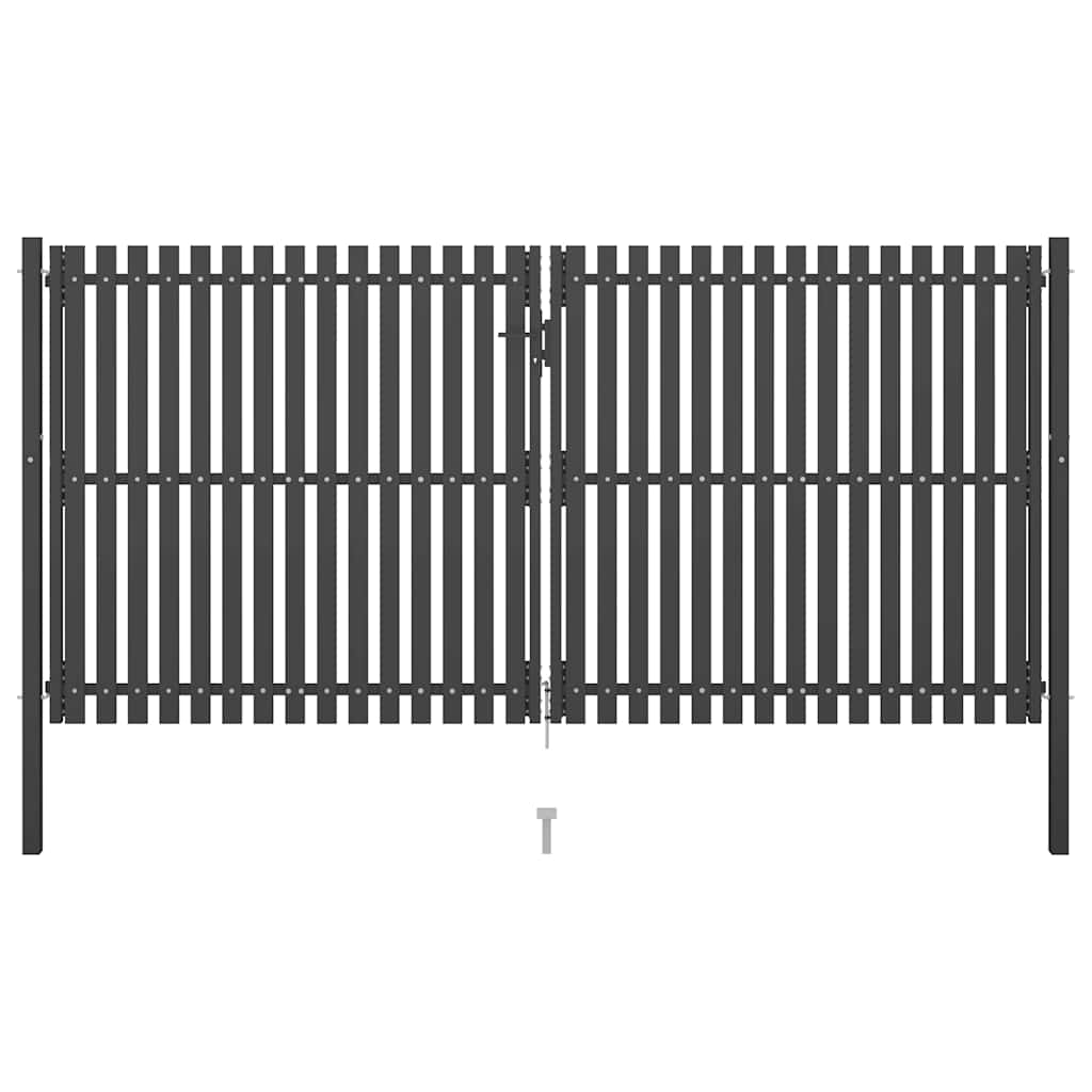 Portão de cerca de jardim em aço 400x175 cm antracite