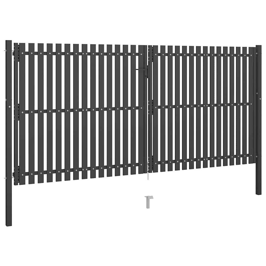 Portão de cerca de jardim em aço 400x175 cm antracite