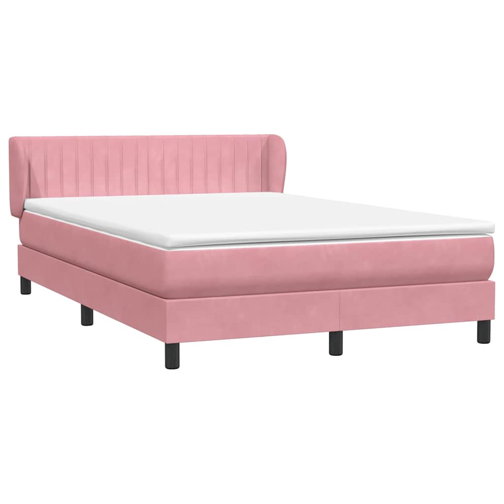 Cama box spring com colchão 160x210 cm veludo rosa