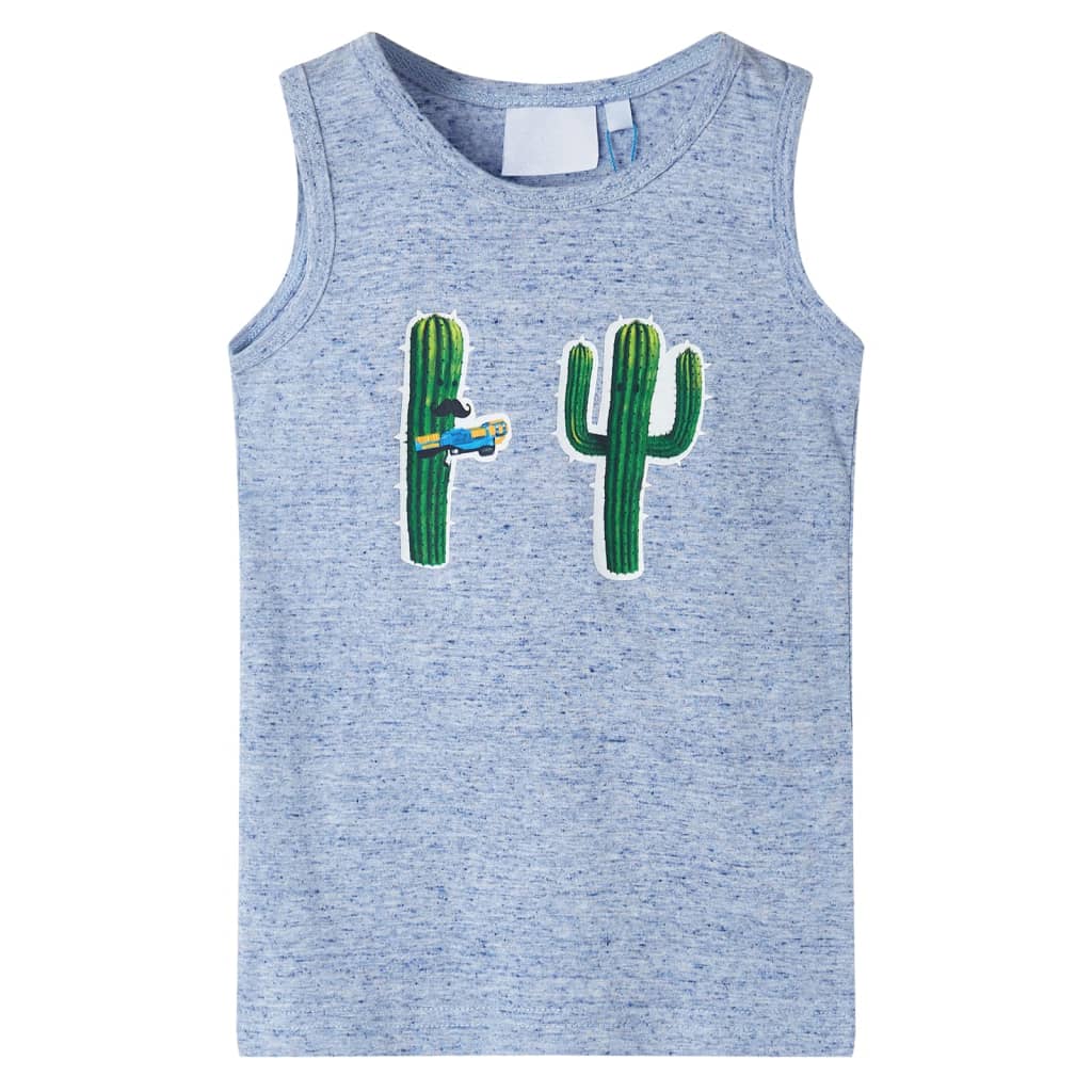 T-shirt de manga cava criança azul-mesclado 128