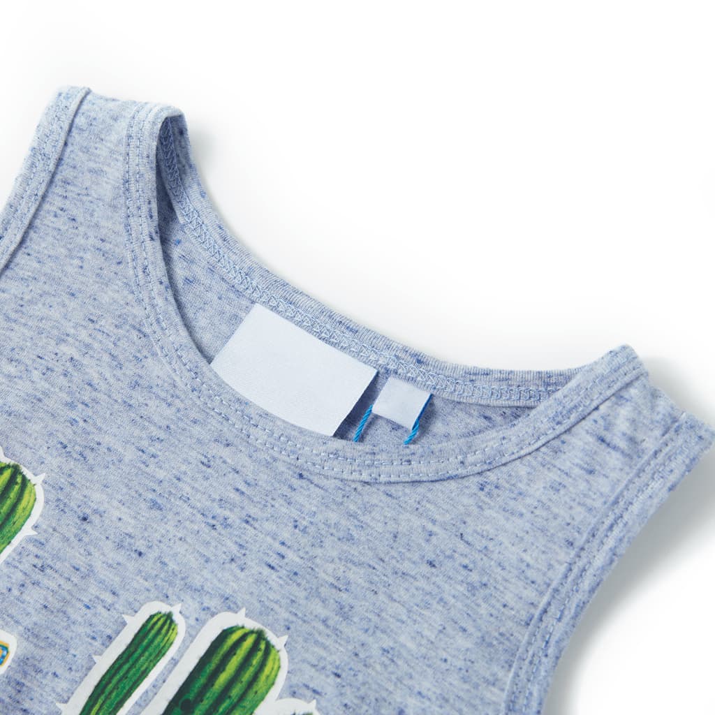 T-shirt de manga cava criança azul-mesclado 128