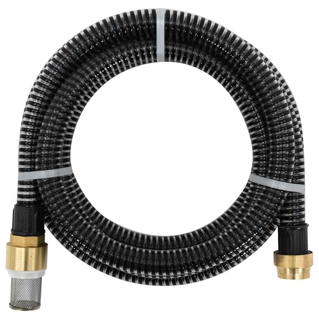 Mangueira de sucção com conectores de latão 1,1" 4 m PVC preto