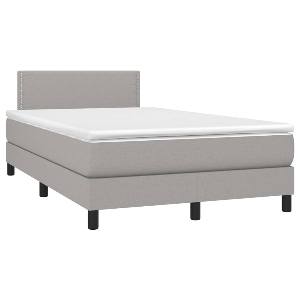 Cama com molas/colchão 120x200 cm tecido cinza-claro