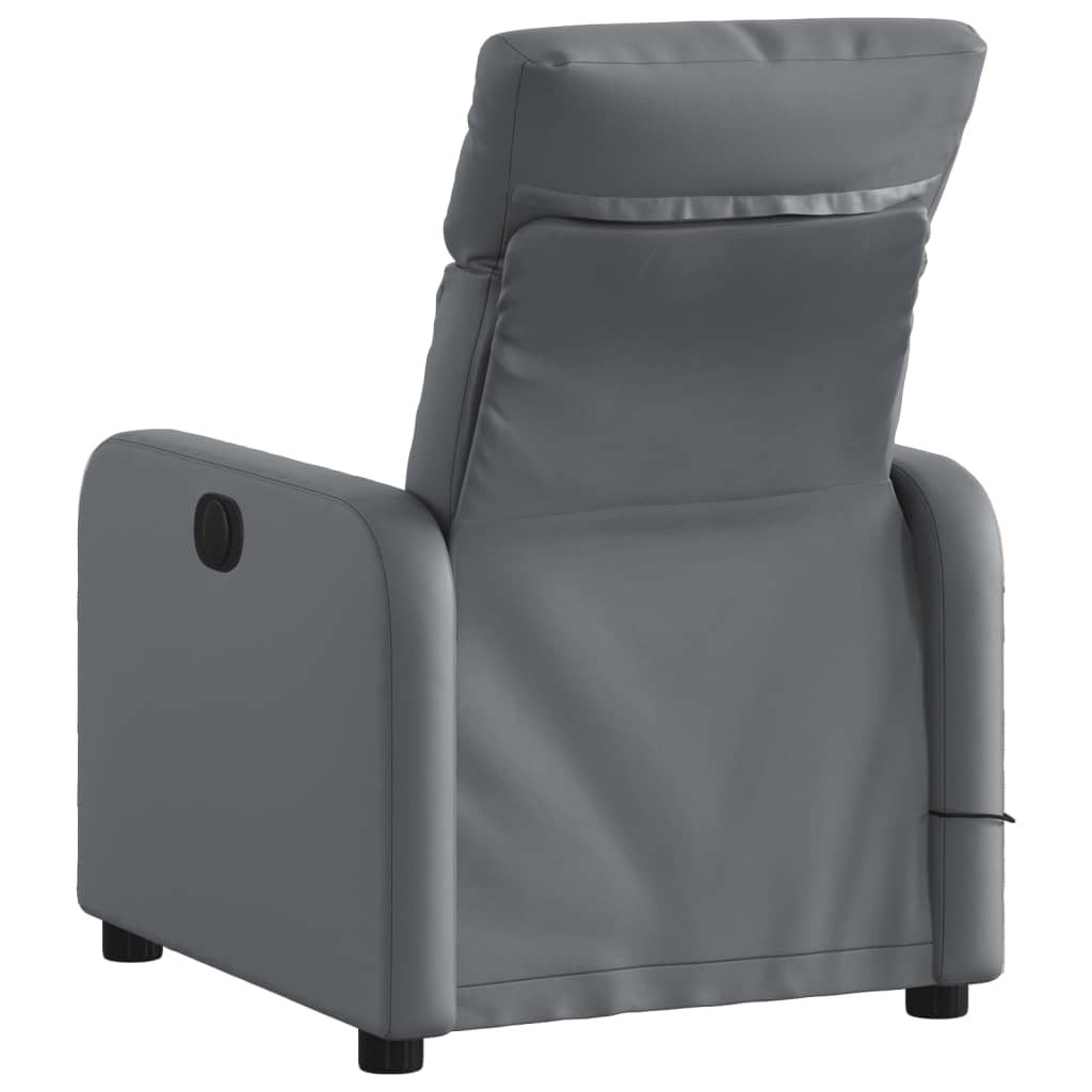 Poltrona de massagens reclinável couro artificial cinzento