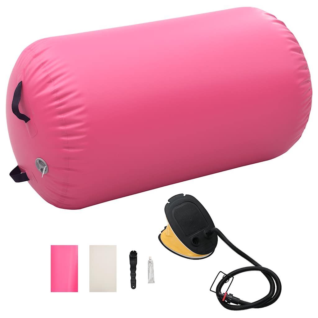 Rolo de ginástica/yoga insuflável com bomba 100x60 cm PVC rosa