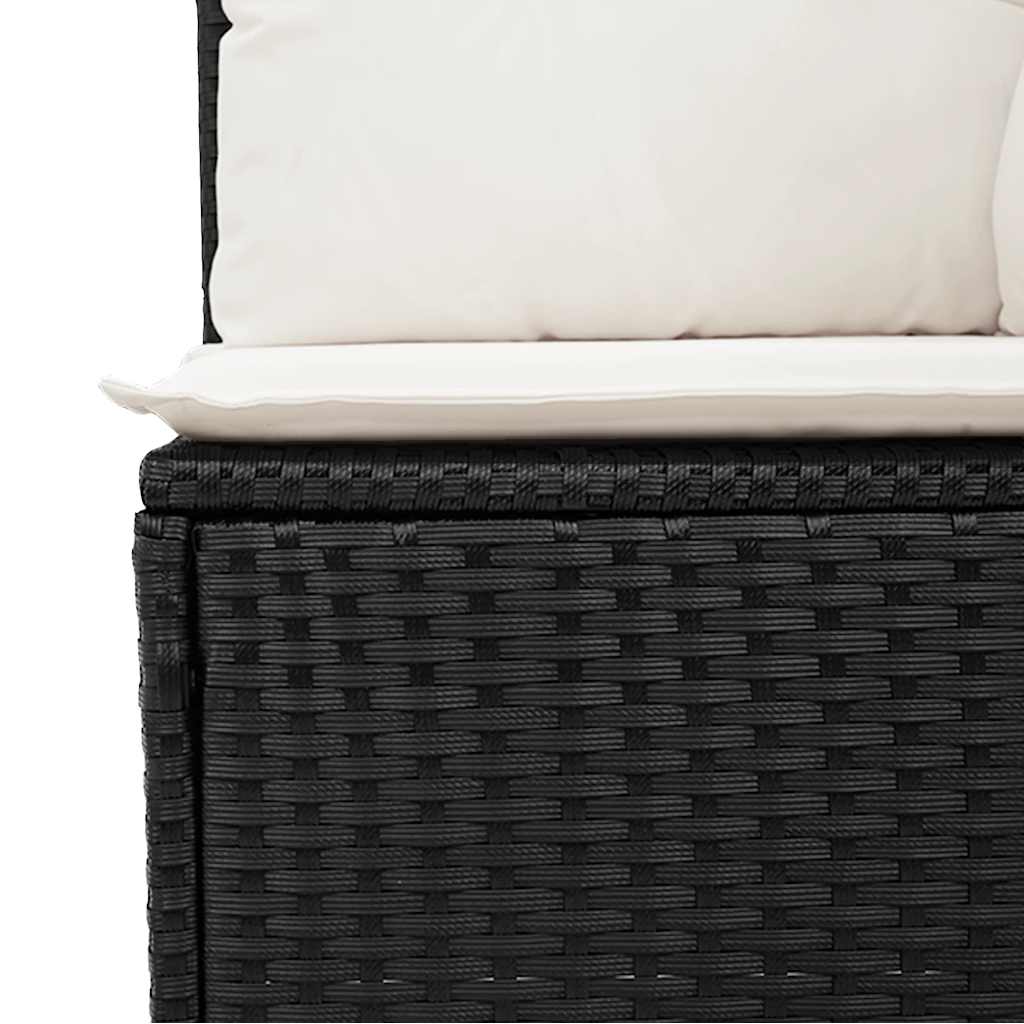 12 Pcs conjunto de sofás de jardim c/ almofadões vime PE preto