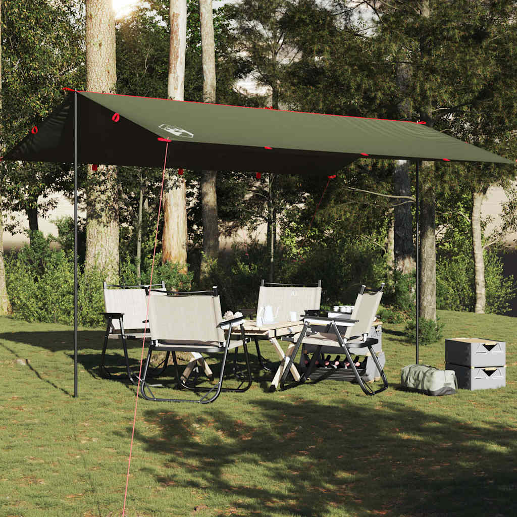 Lona de campismo 506x306 cm impermeável verde azeitona