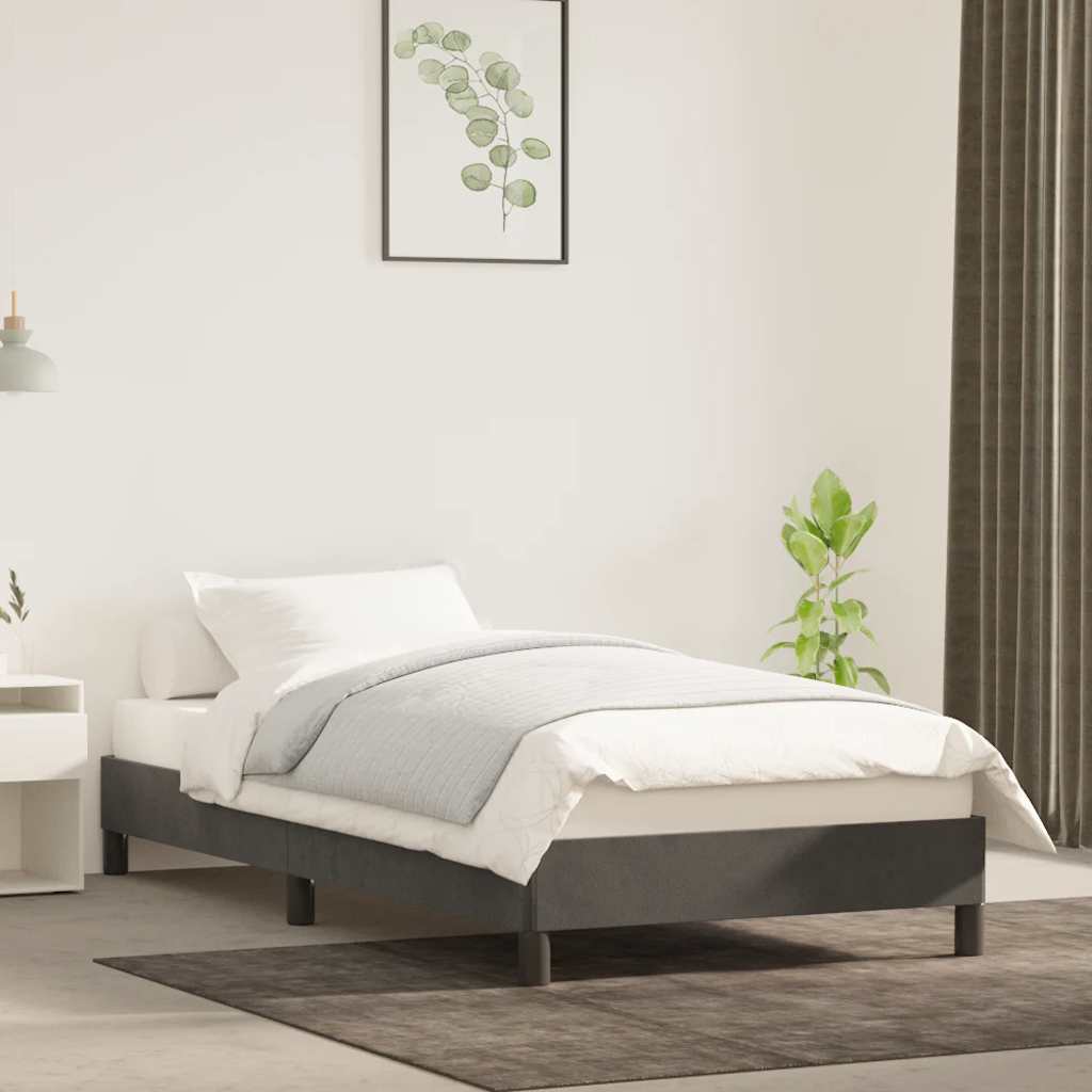 Estrutura de cama sem colchão 90x190 cm veludo cinzento-escuro
