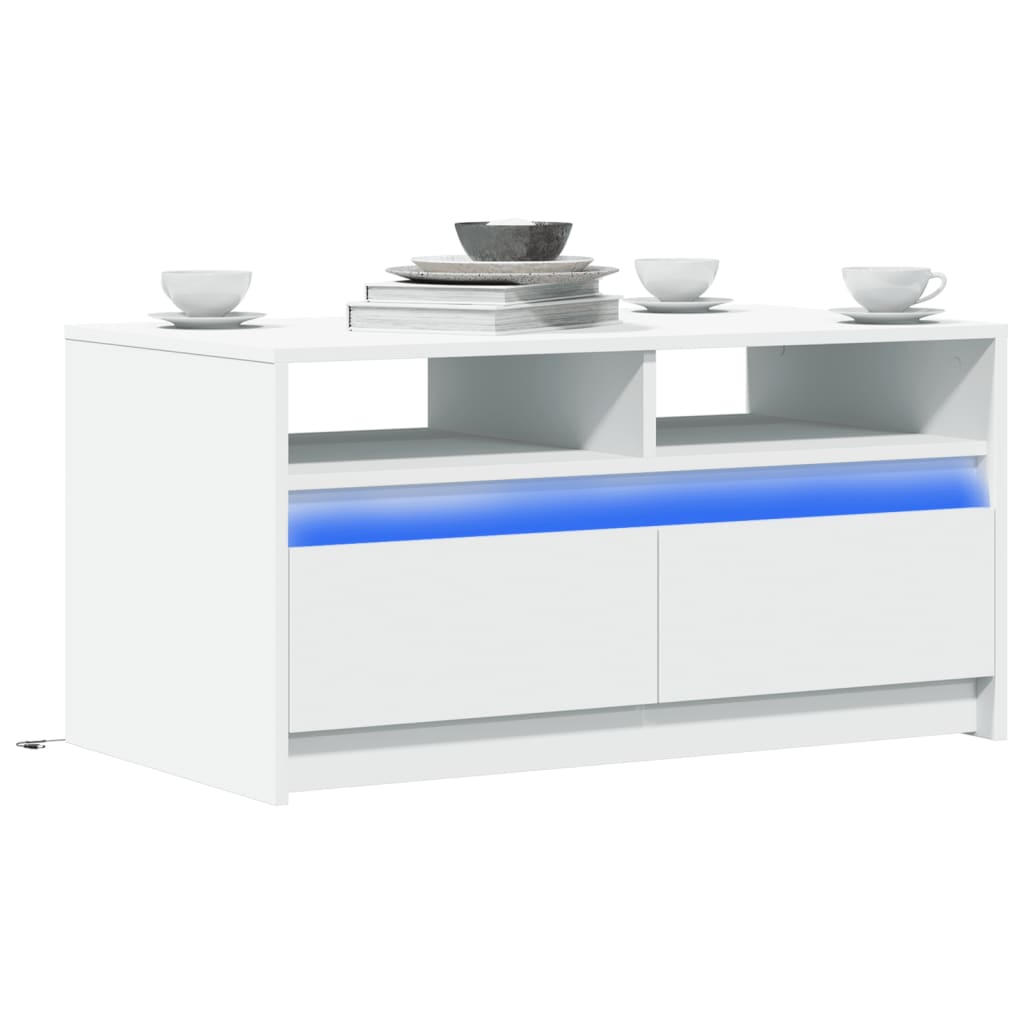 Mesa de centro com luzes LED derivados de madeira branco