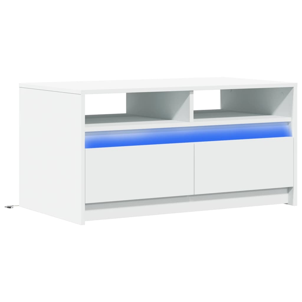 Mesa de centro com luzes LED derivados de madeira branco