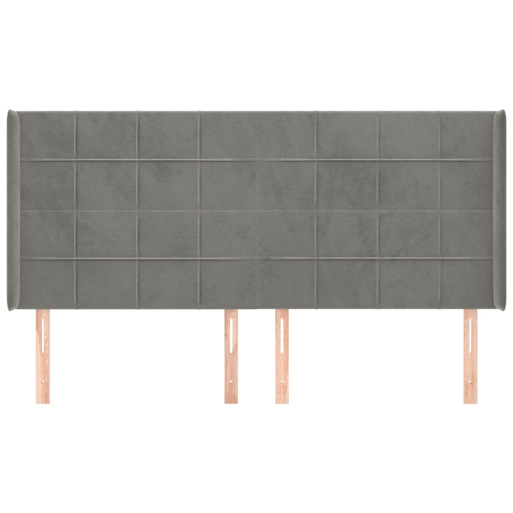 Cabeceira cama c/ abas veludo 203x16x118/128 cm cinzento-claro