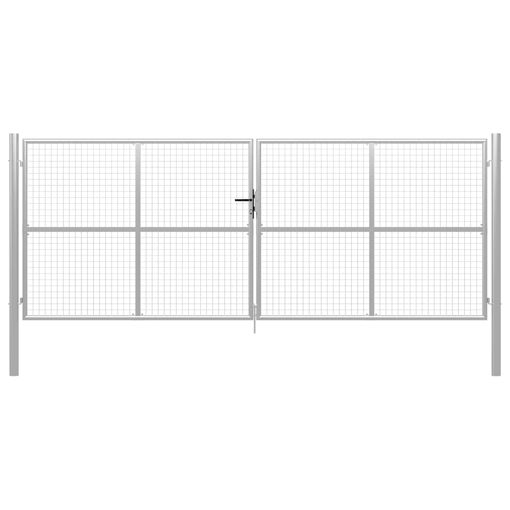Portão de jardim em aço galvanizado 400 x 150 cm cor prata
