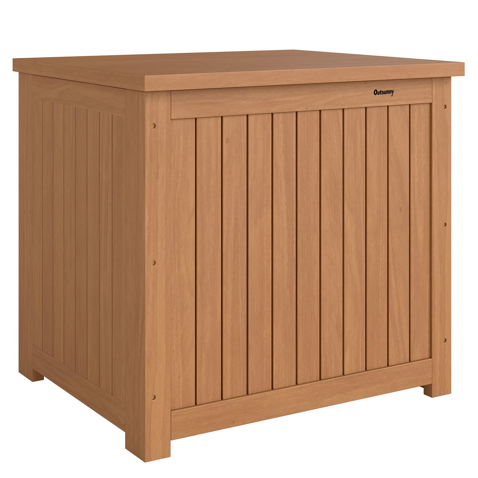 Baú de exterior em madeira 130l arca de armazenamento com forro tampa articulada e correia 63x51x58,5 cm castanho