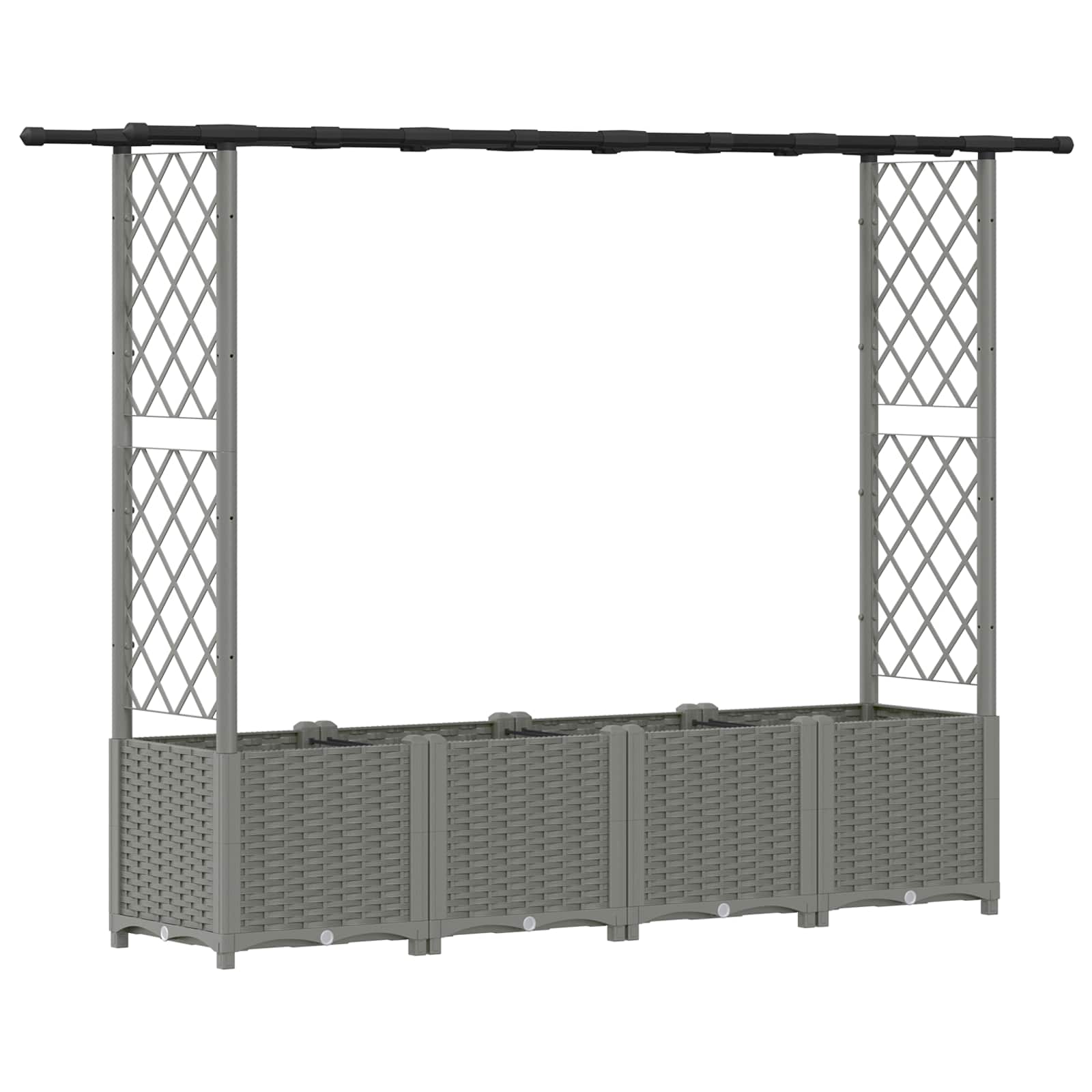 Cama elevada com treliça e telhado cinzento-claro PP