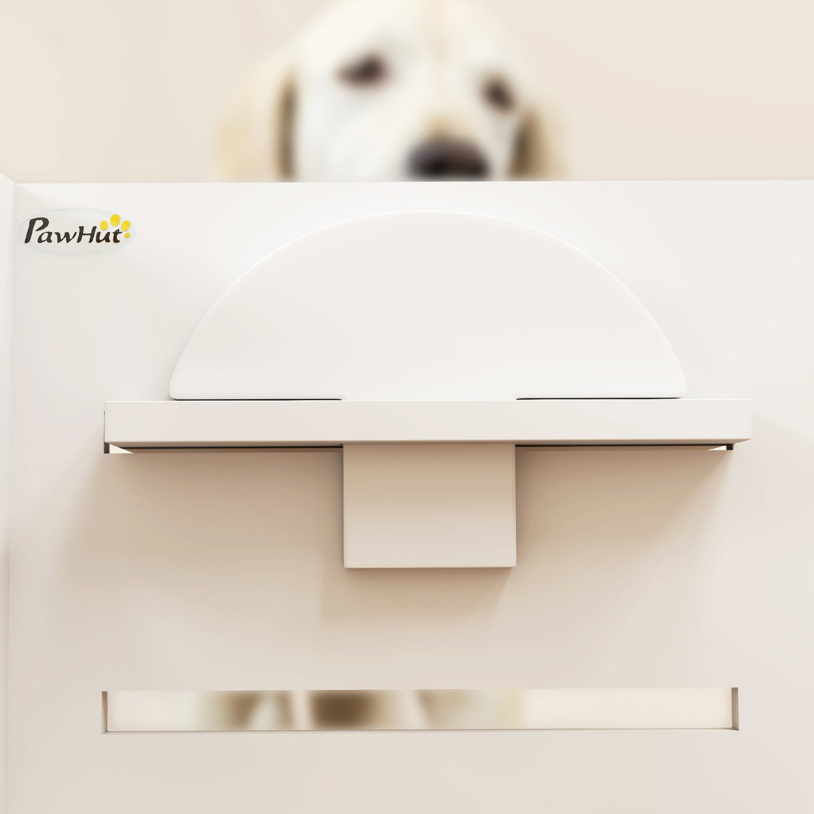 Comedouro para cães elevado com 3 alturas 2 tigelas 2x1l e sistema de alimentação lenta 63x58,5x40 cm branco