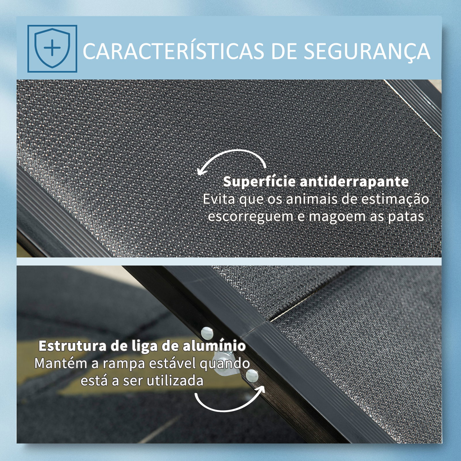 Rampa dobrável para cães com superfície antiderrapante alça e gancho carga máxima 60 kg 158x43,5x2,5 cm preto