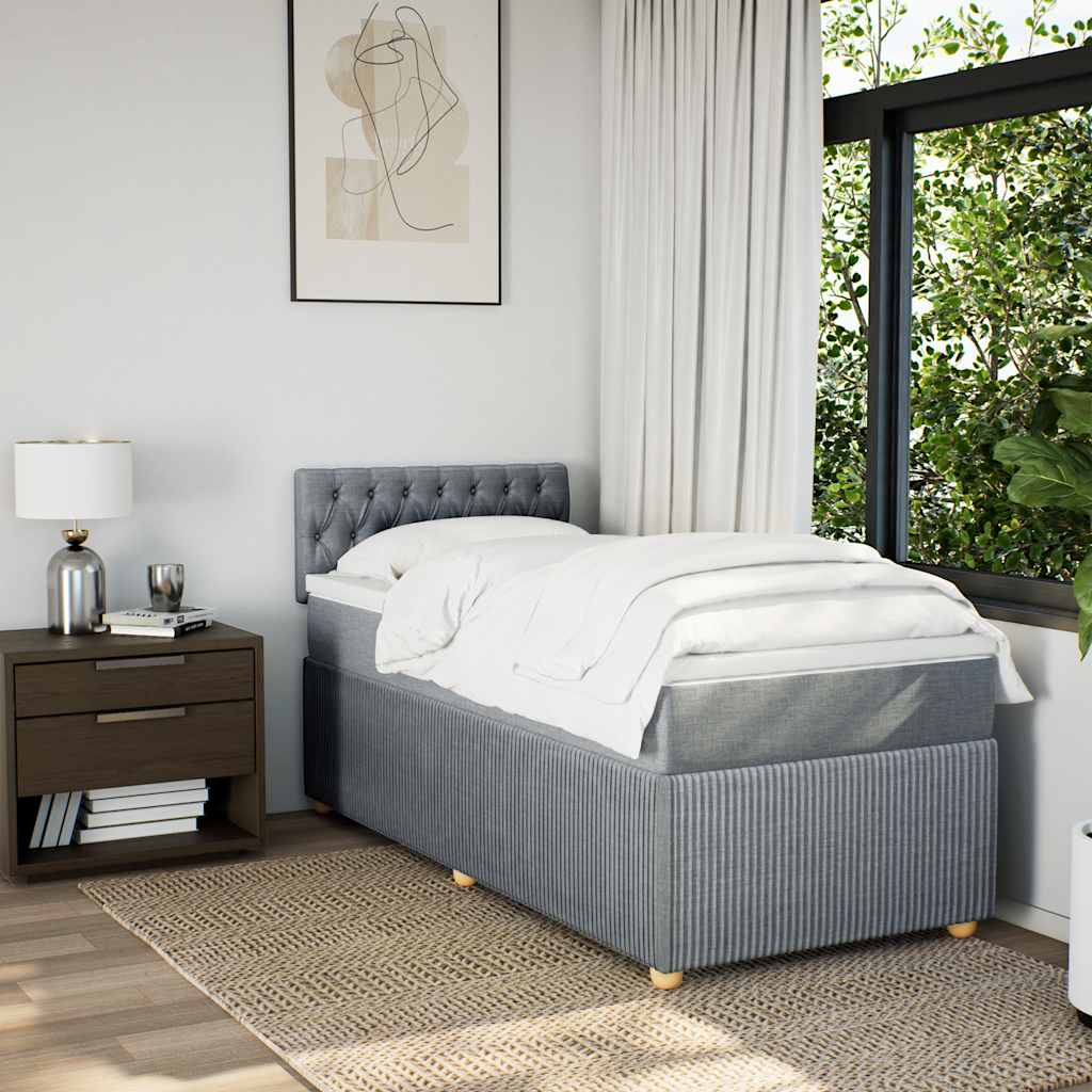 Cama com molas/colchão 100x200 cm tecido cinzento-claro