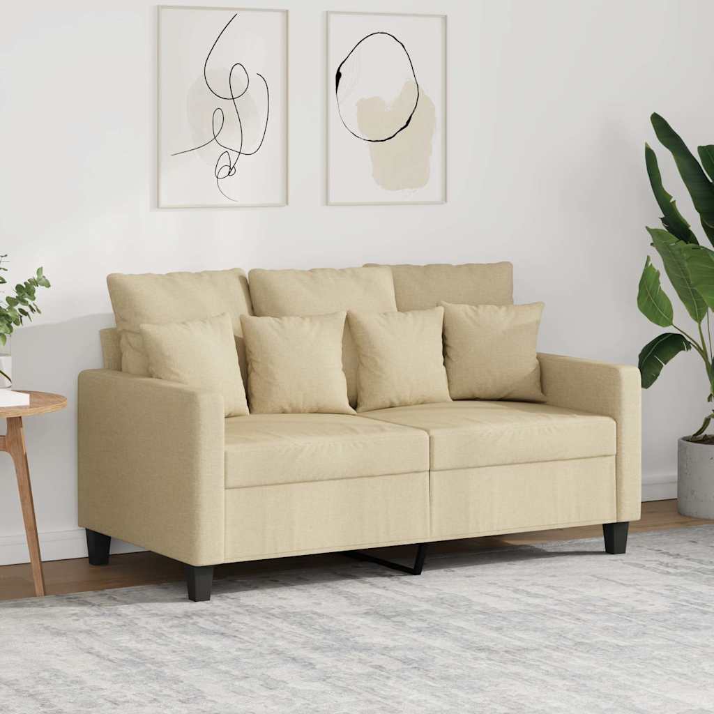 Sofá de 2 lugares tecido 120 cm cor creme