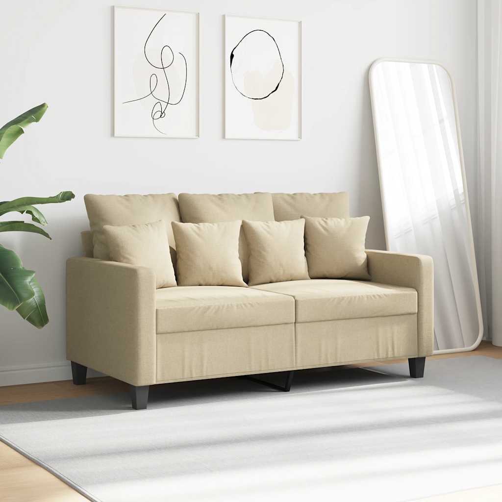 Sofá de 2 lugares tecido 120 cm cor creme