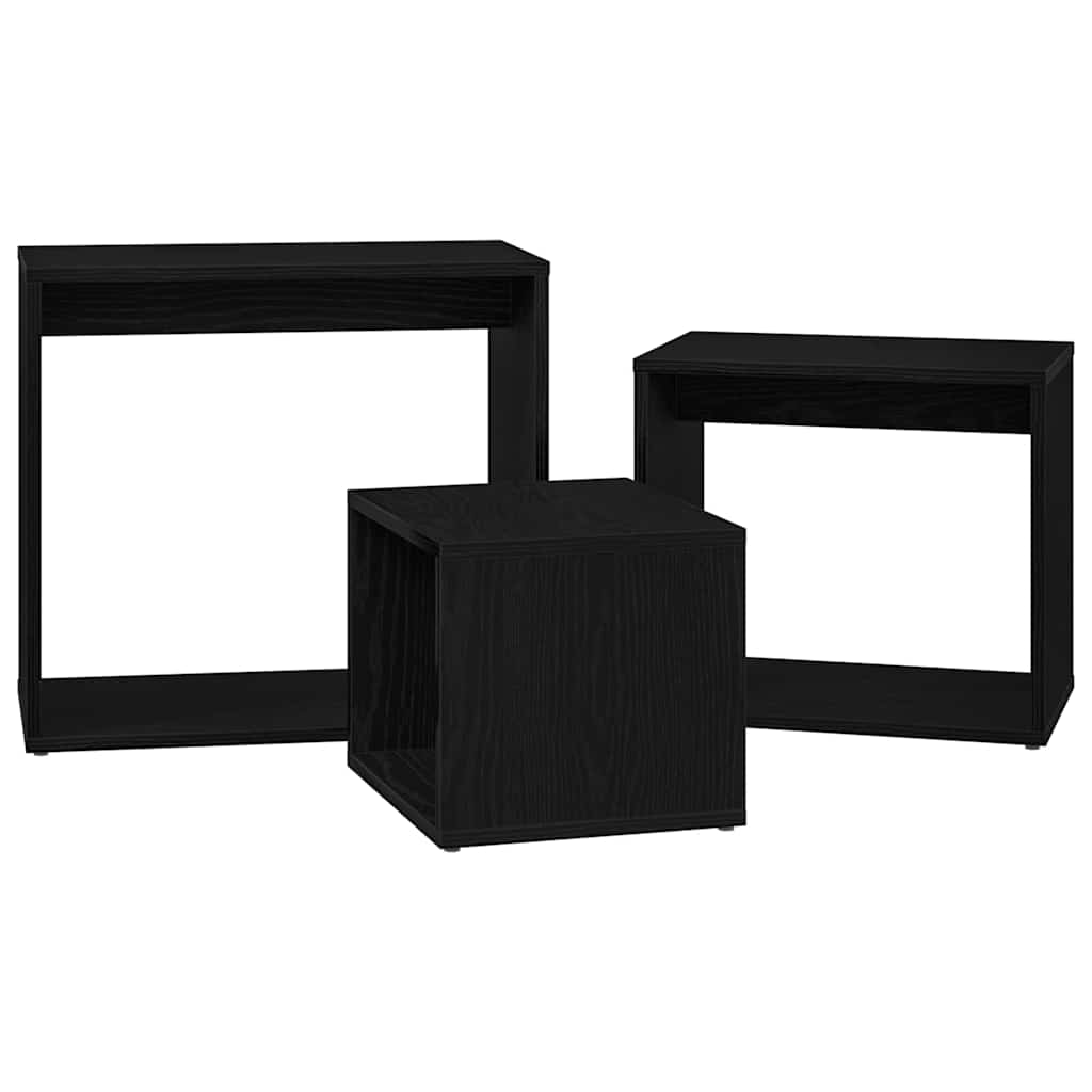 Mesa de ninho 3 unid. carvalho preto 55 x 30 x 50 cm