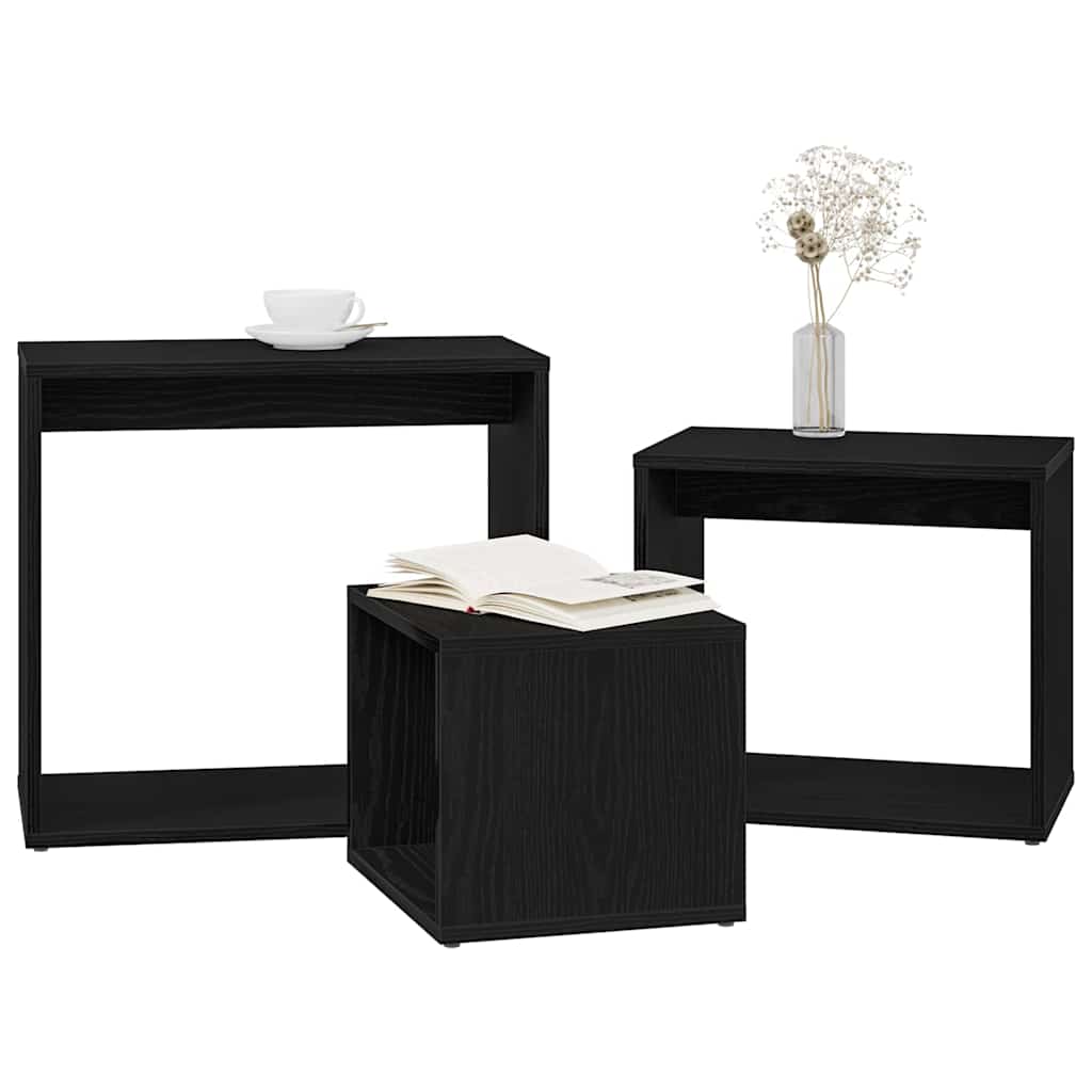 Mesa de ninho 3 unid. carvalho preto 55 x 30 x 50 cm