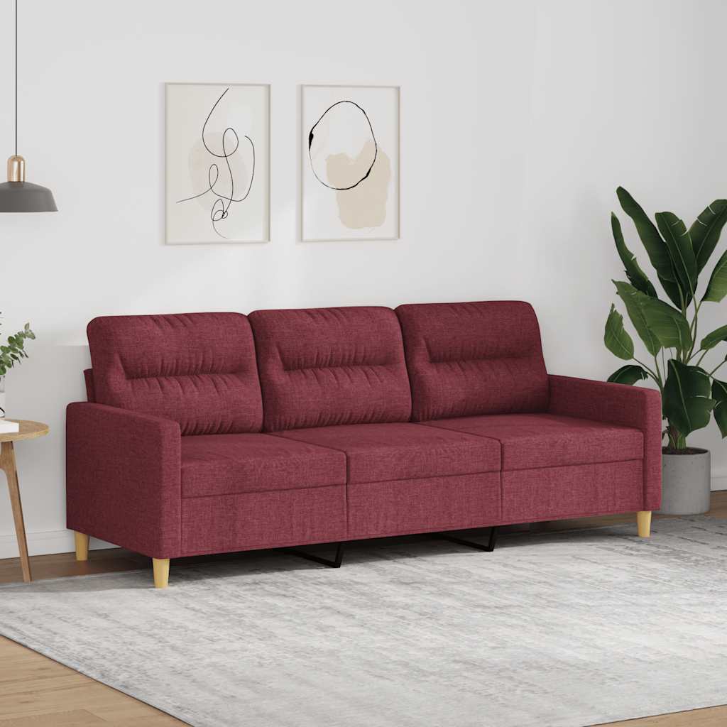Sofá de 3 lugares tecido 180 cm vermelho tinto