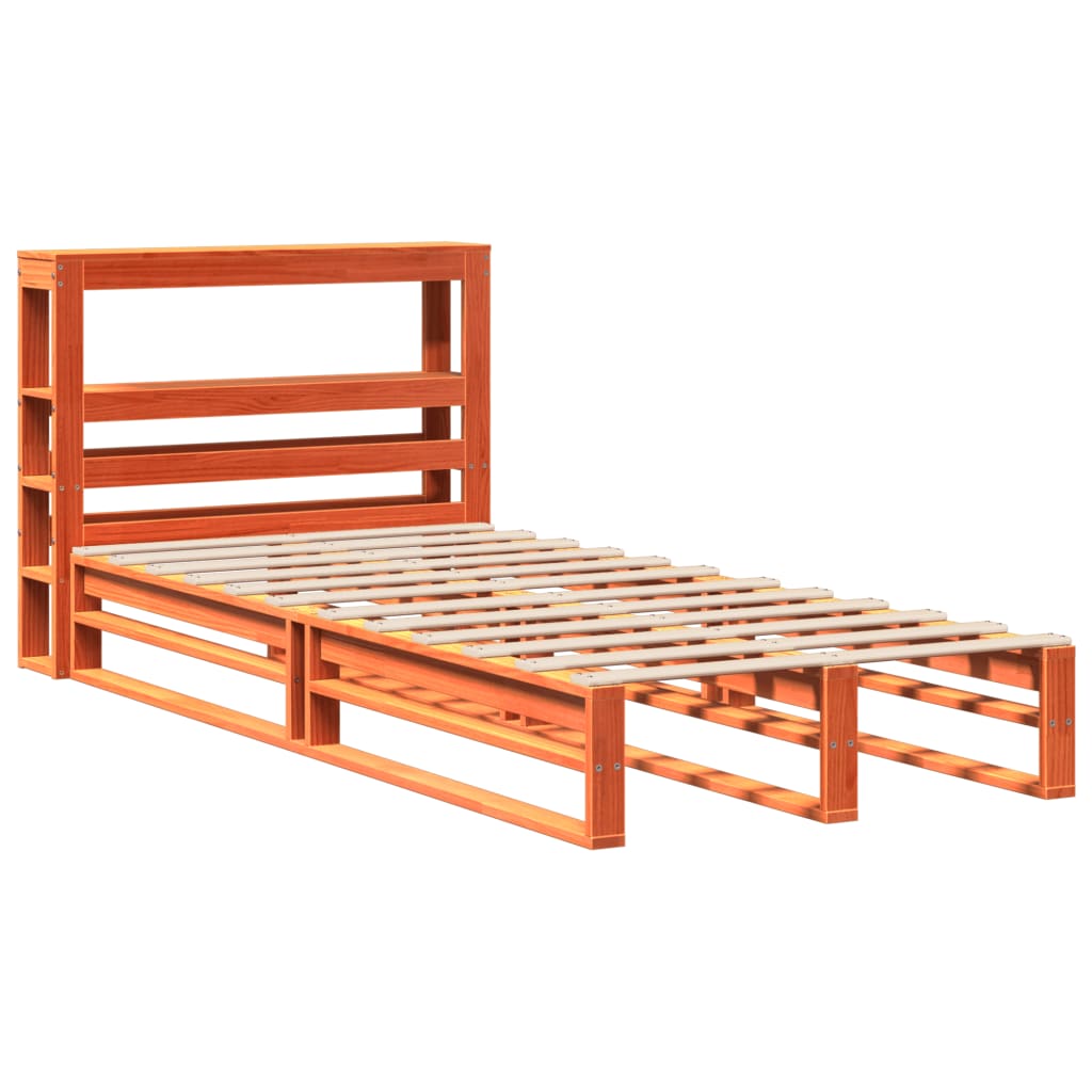 Cama sem colchão 100x200 cm pinho maciço castanho-mel