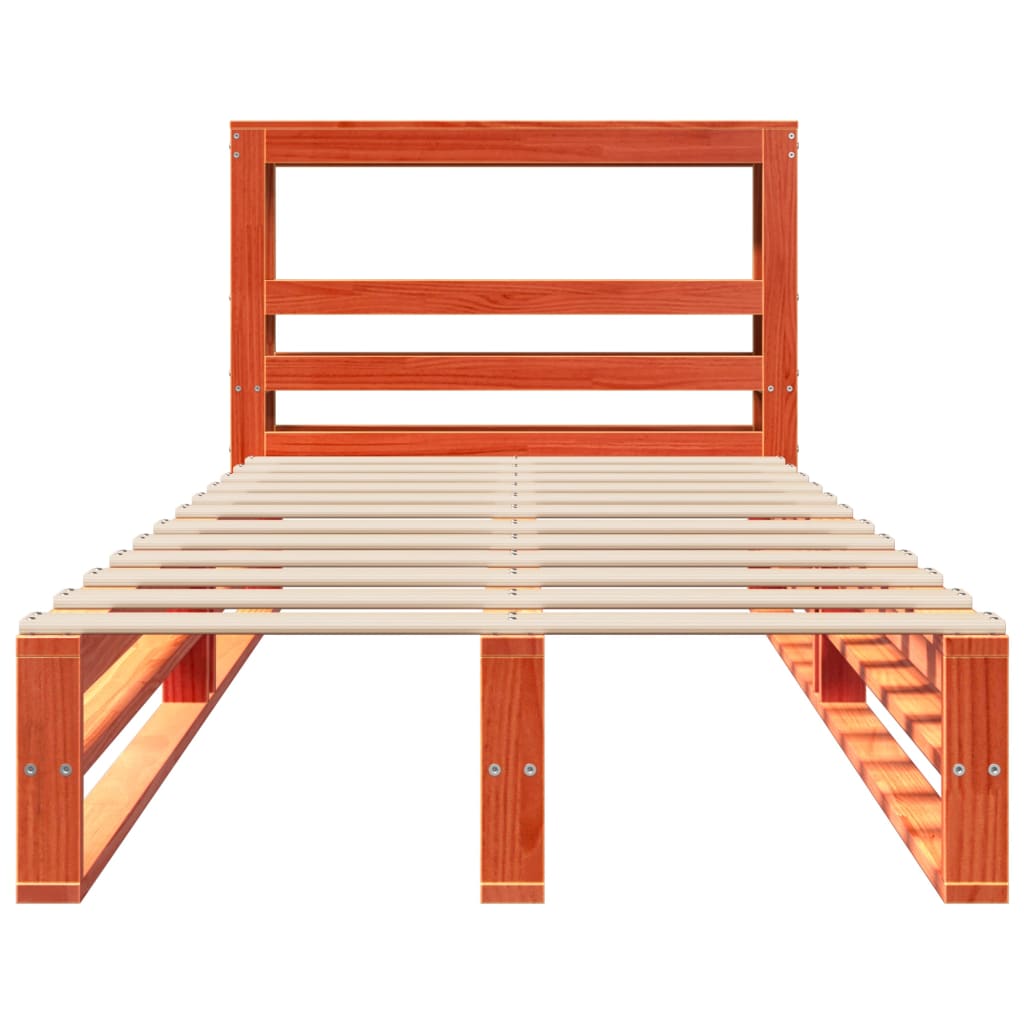 Cama sem colchão 100x200 cm pinho maciço castanho-mel