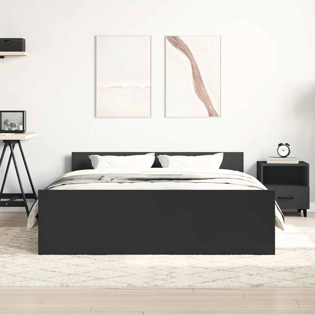Estrutura cama c/ painéis de cabeceira e pés 120x200 cm preto