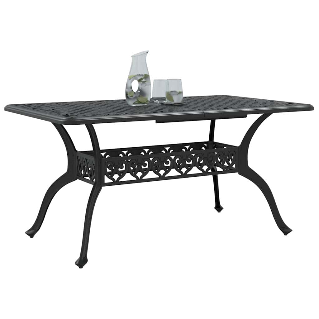 Mesa de jardim 150x90x72 cm alumínio fundido preto