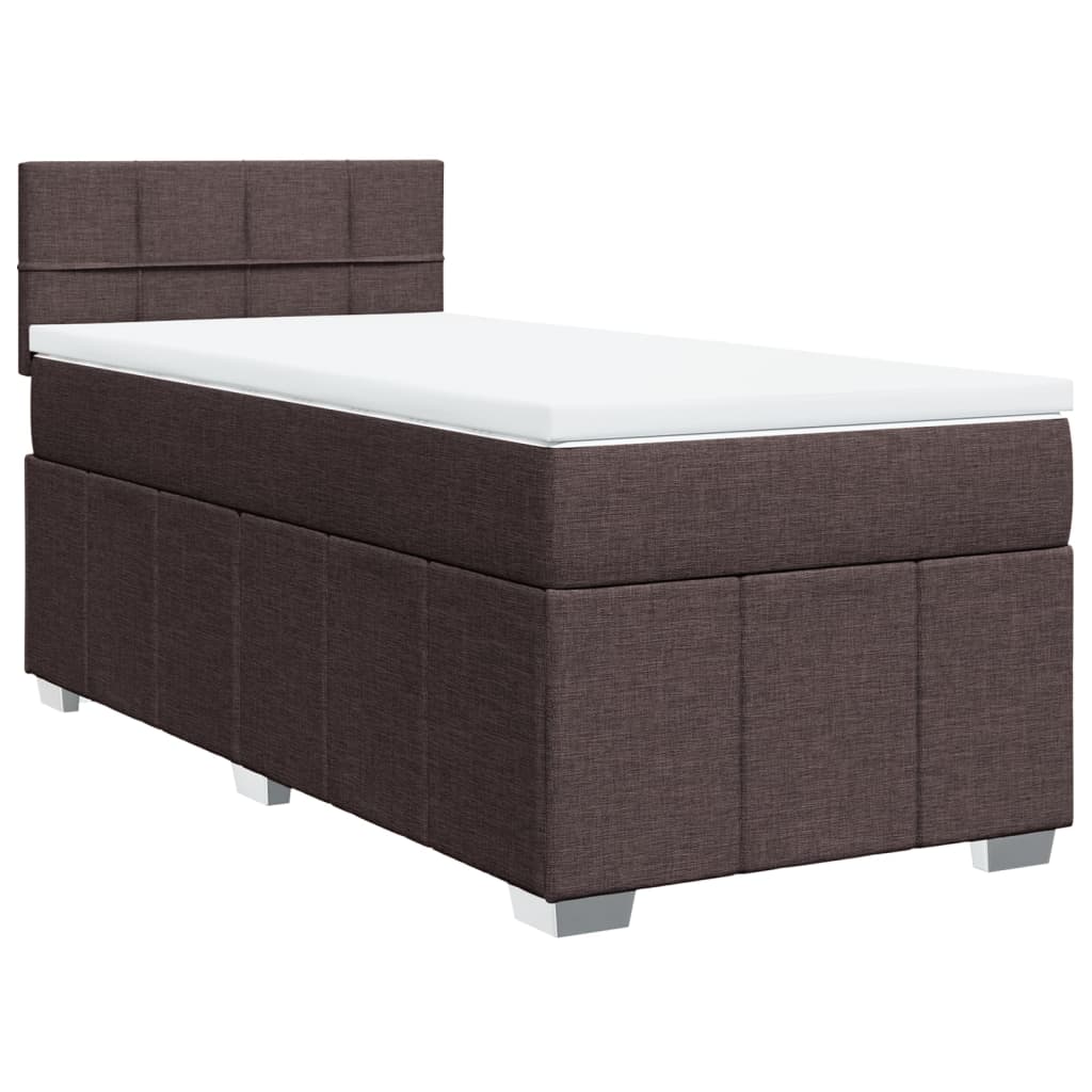 Cama com molas/colchão 100x200 cm tecido castanho-escuro