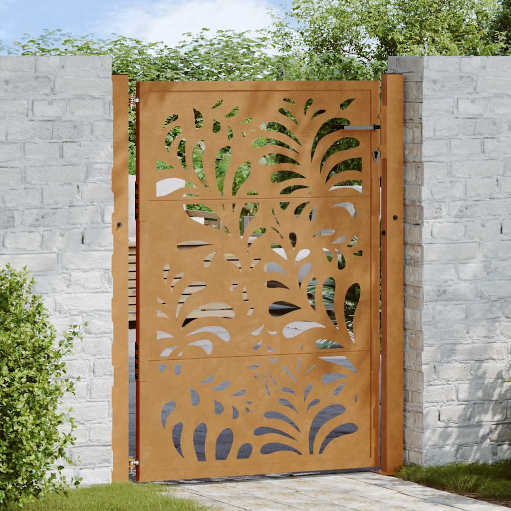 Portão de jardim 100x125 cm em aço resistente às intempéries com design ondulado