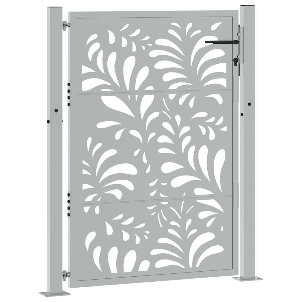 Portão de jardim 100x125 cm em aço resistente às intempéries com design ondulado
