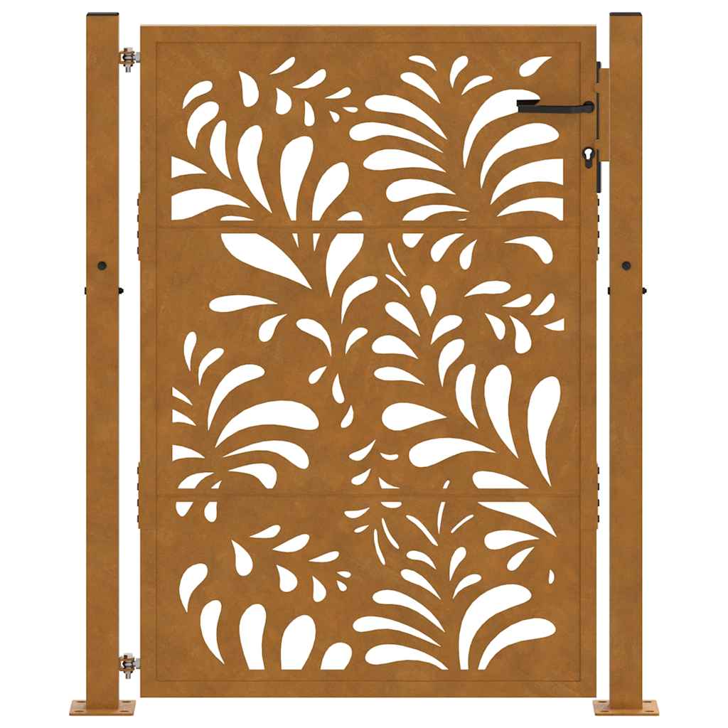 Portão de jardim 100x125 cm em aço resistente às intempéries com design ondulado