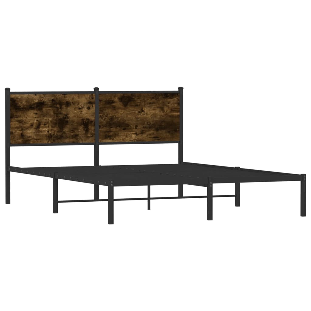 Estrutura de cama sem colchão 137x190 cm metal carvalho fumado