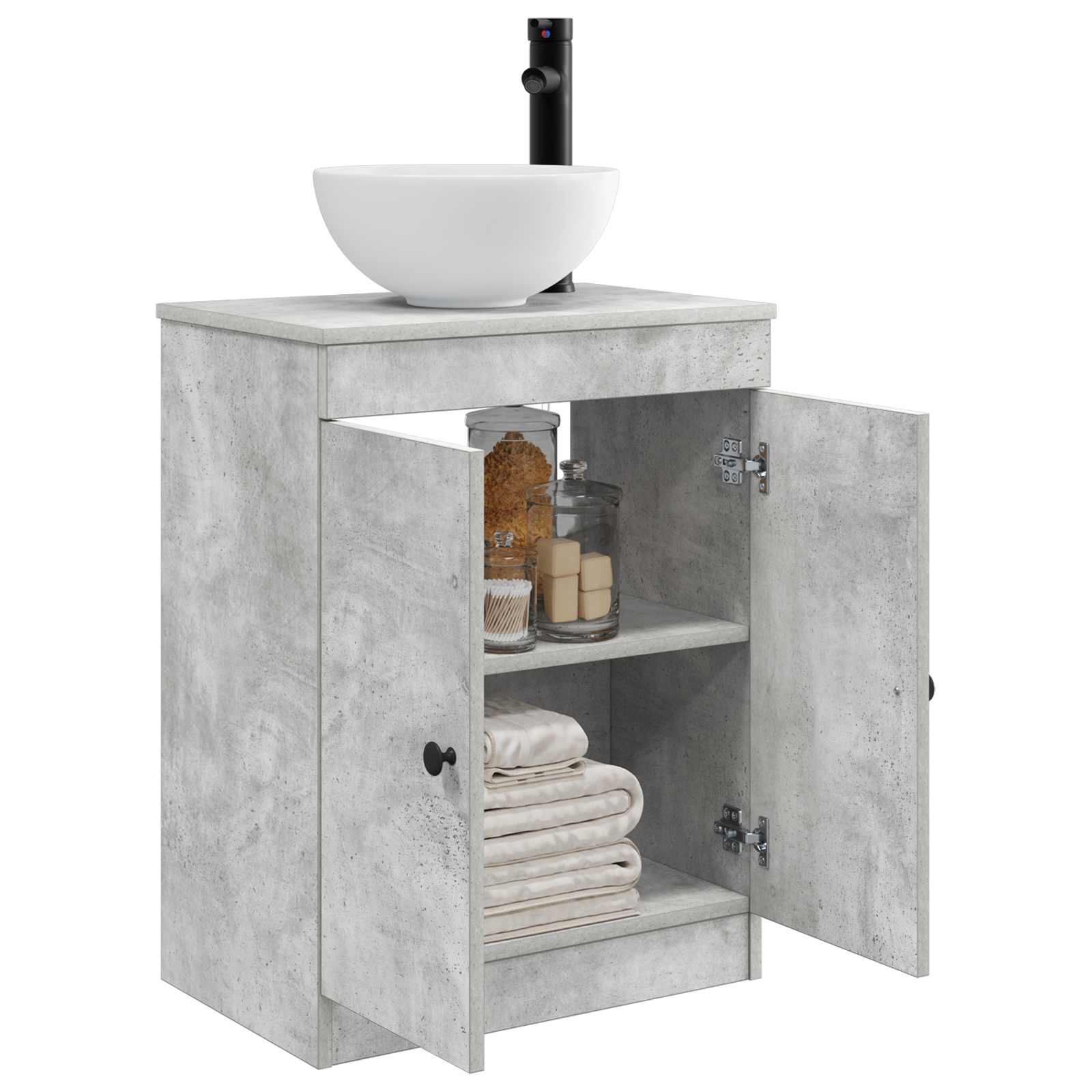 Gabinete de banheiro com pia cinzento cimento 54 x 35 x 83 cm