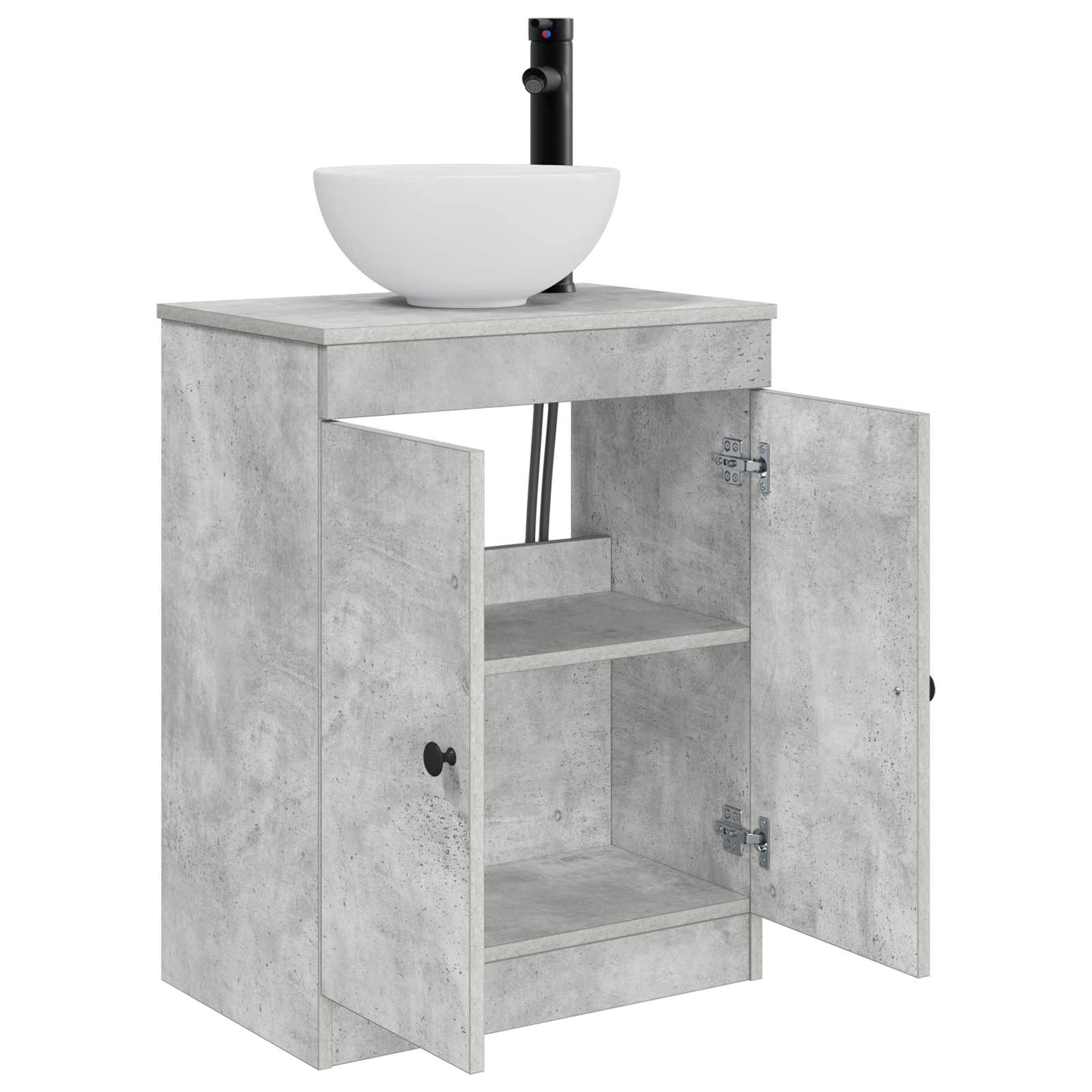 Gabinete de banheiro com pia cinzento cimento 54 x 35 x 83 cm