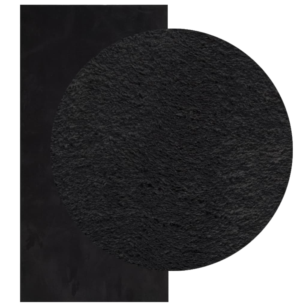 Tapete pelo curto macio e lavável huarte 100x200 cm preto