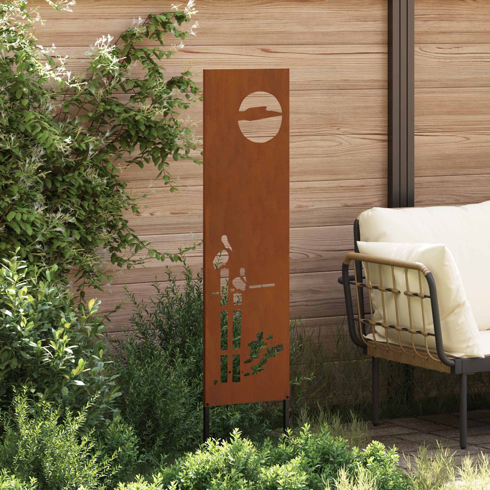 Tela de privacidade para jardim ferro enferrujado 32 x 140 cm