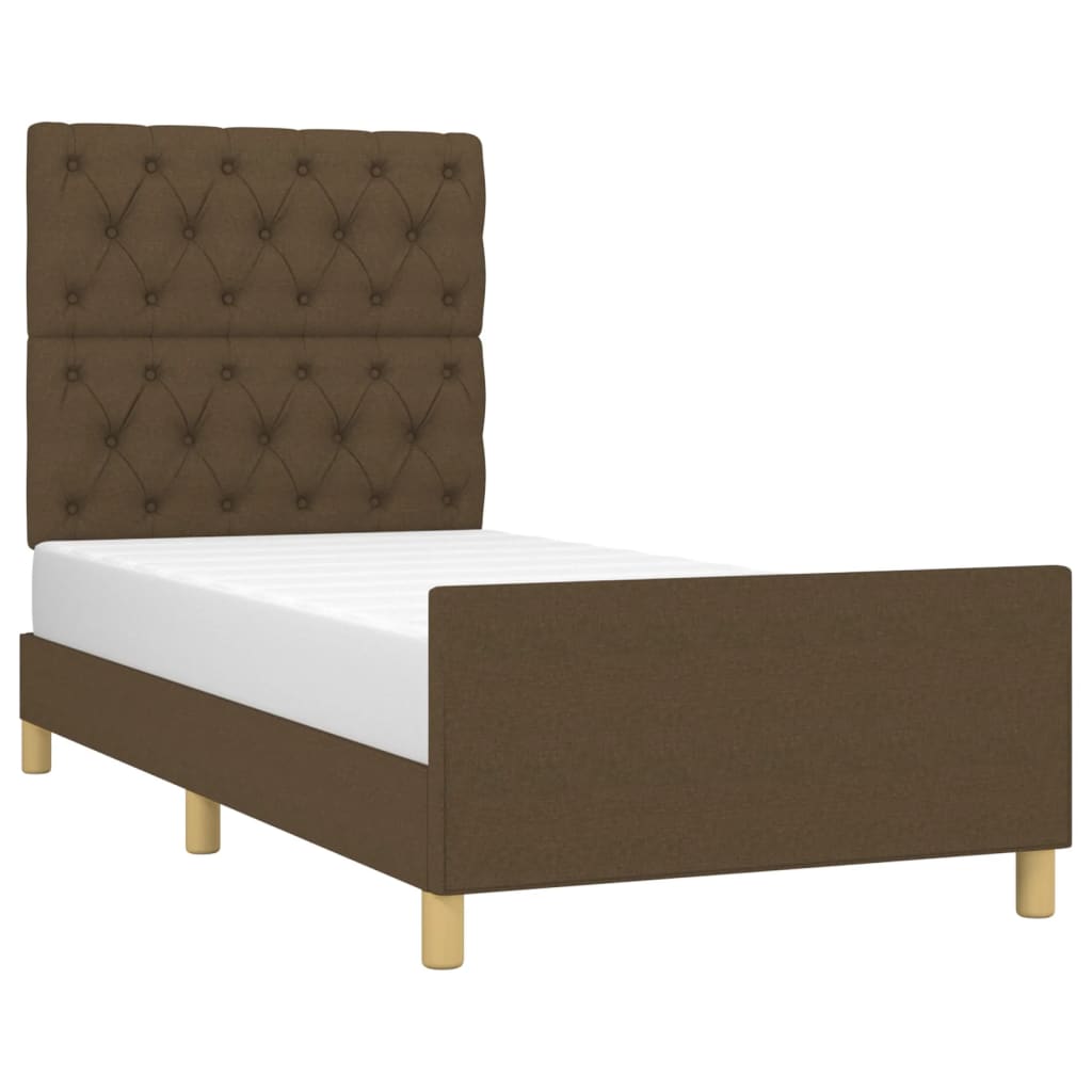 Estrutura de cama sem colchão 80x200 cm tecido castanho-escuro