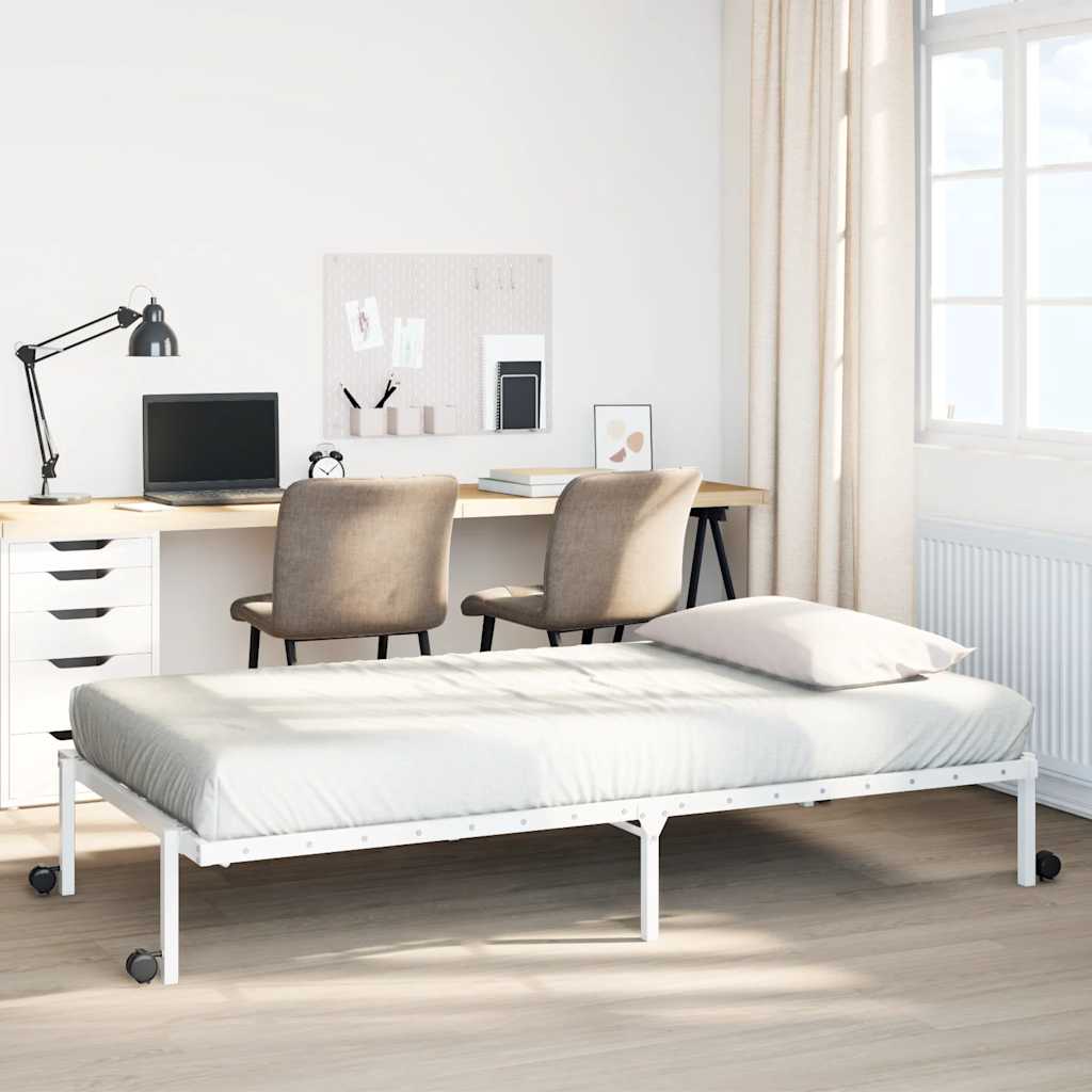 Estrutura de cama sem colchão dobrável 107x203 cm aço branco